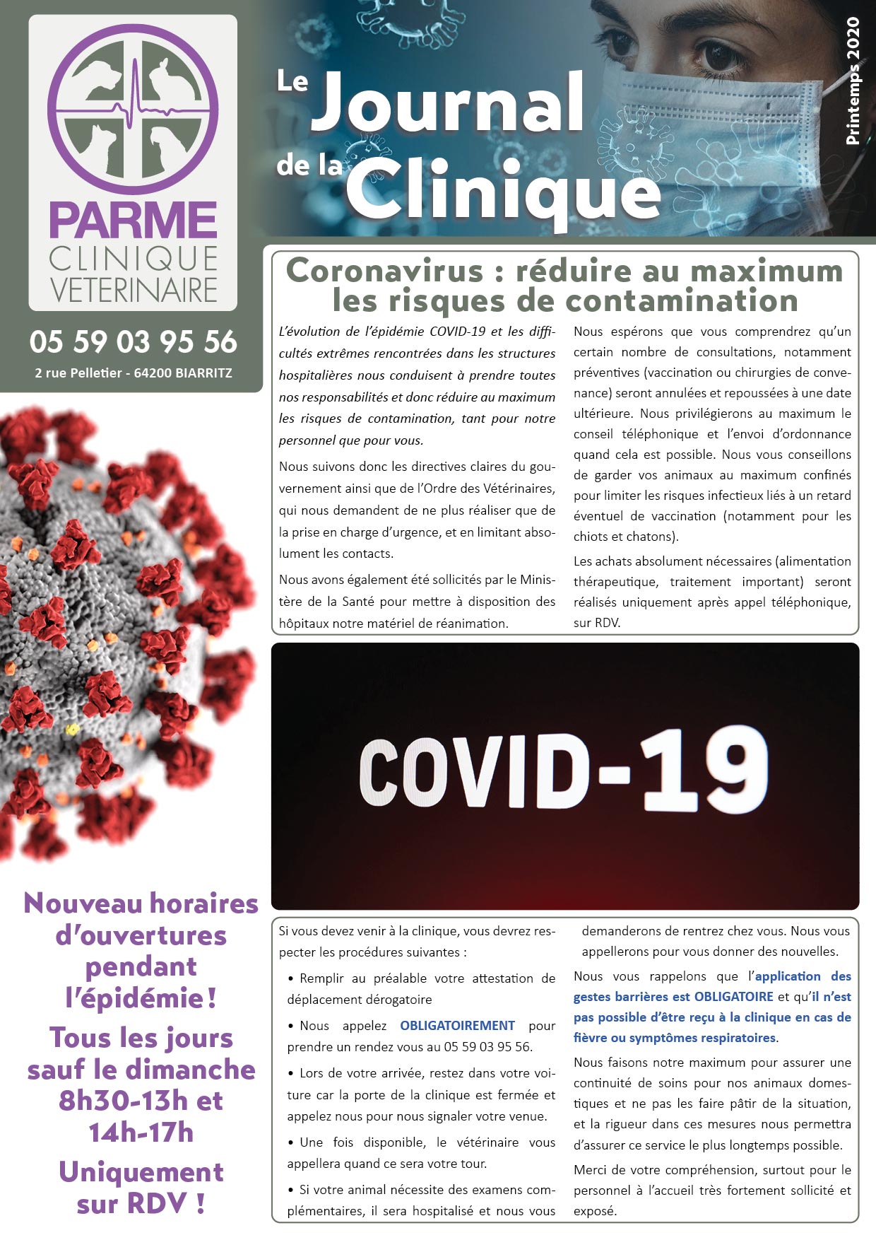 Journal de la Clinique - Printemps 2020 page 1